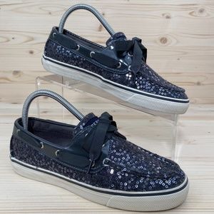 Sperry Top Sider Gray Sequin Wool Boat Shoes